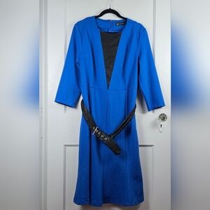 NY&C Blue Knit Belted Dress XL